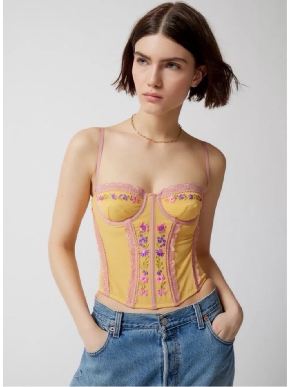 NEW Urban Outfitters Out From Under Divine Modern Love Embroidered Corset - Picture 2 of 7